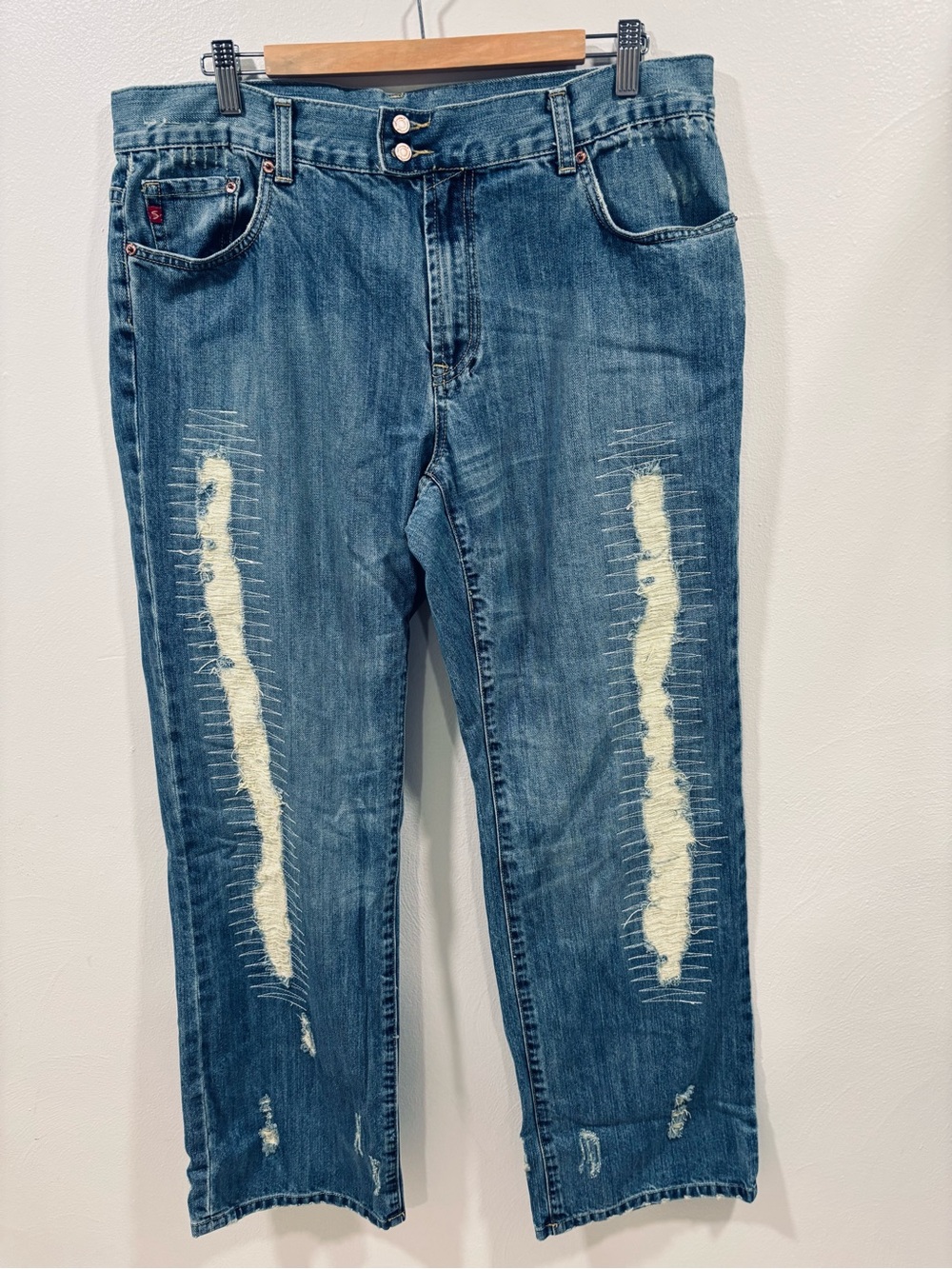 Seven 7 Women's Distressed Blue Denim Jeans - Classic Indigo Size 18